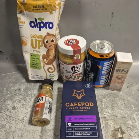APPROXIMATELY 15 ASSORTED FOOD/DRINK PRODUCTS TO INCLUDE ALPRO, CAFEPOD, IRN-BRU ETC 