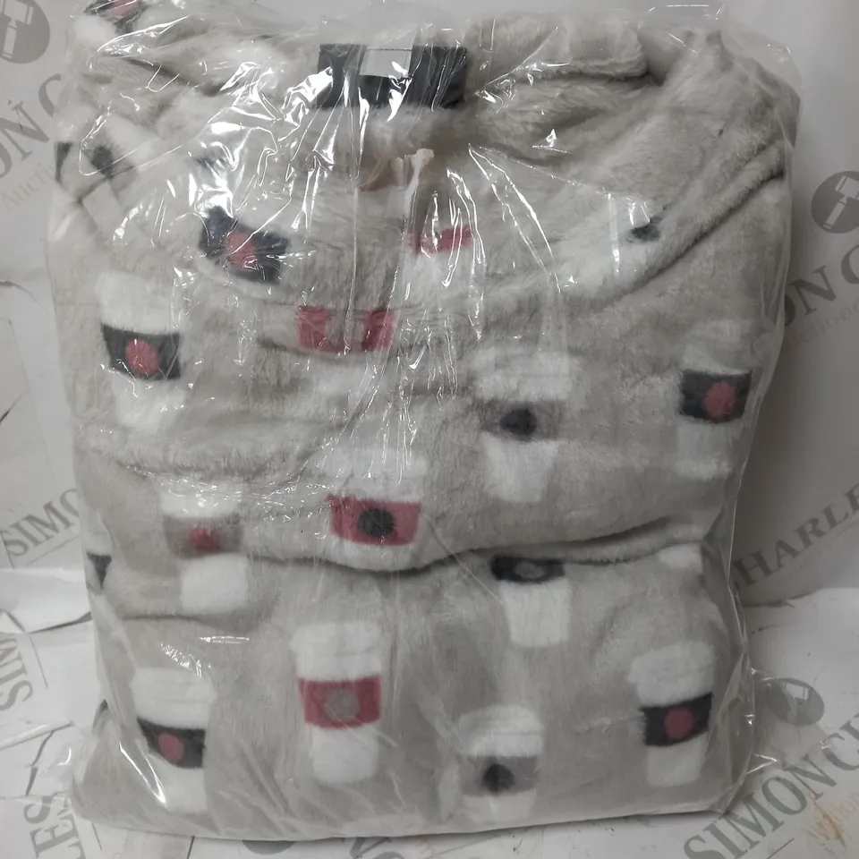 COZEE HOME PRINTED VELVETSOFT PJ SET - COFFEE - MEDIUM