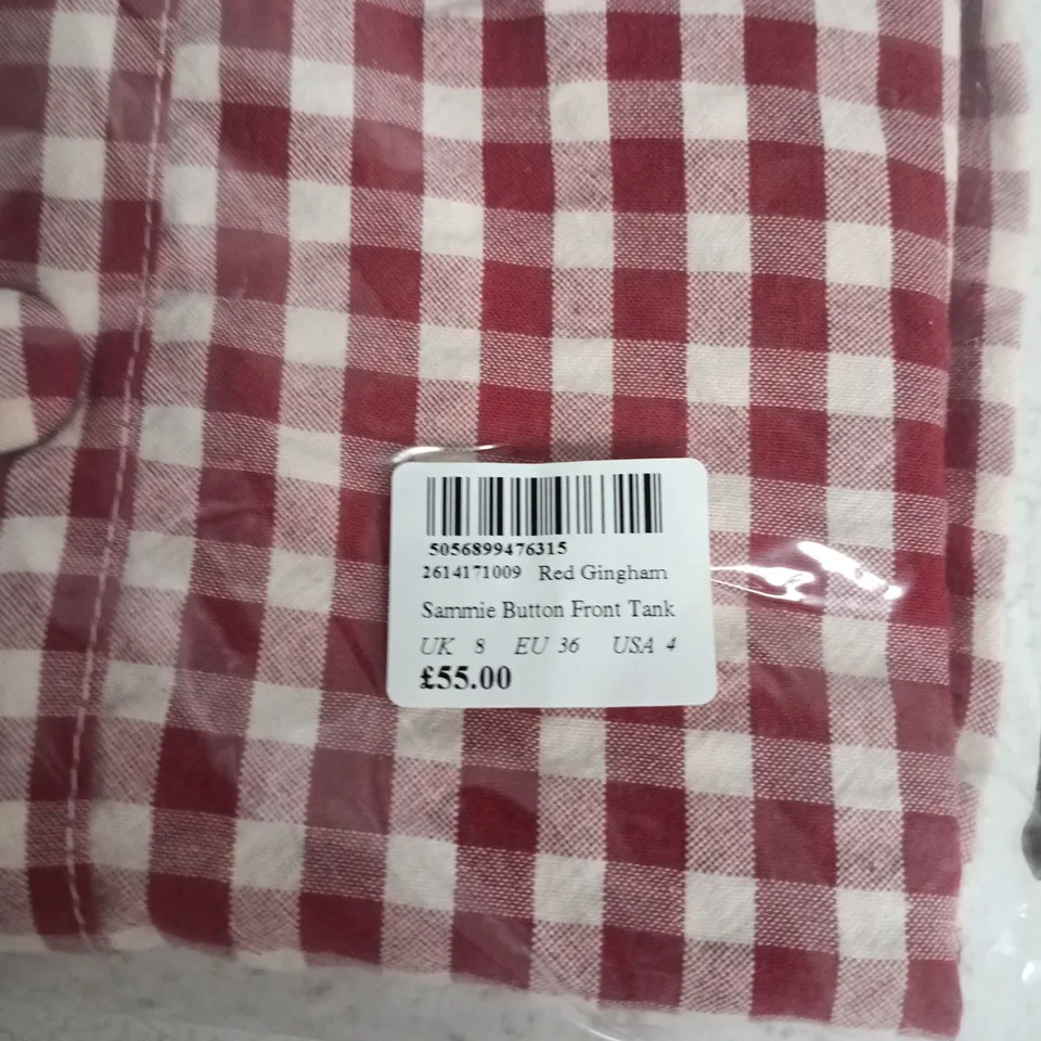 NOBODY'S CHILD SAMMIE BUTTON FRONT TANK – RED GINGHAM – UK 8 (EU 36, USA 4)