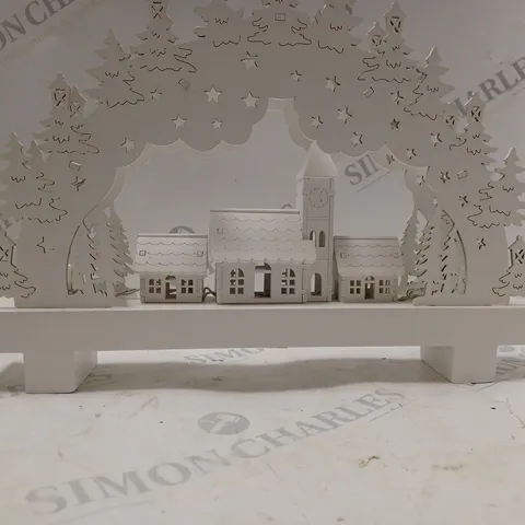 WHITE WOOD LIT CANDLE BRIDGE SCENE 