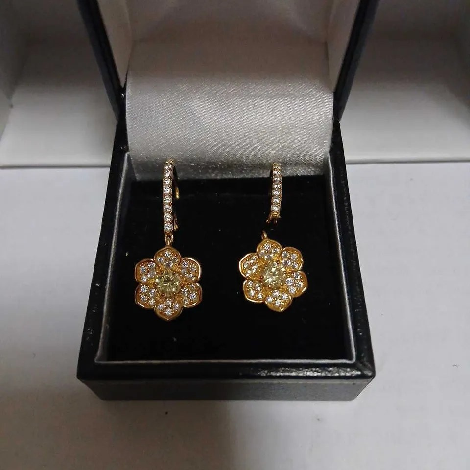 DIAMONIQUE 1.20CT TW FLOWER LEVERBACK EARRINGS STERLING SILVER 