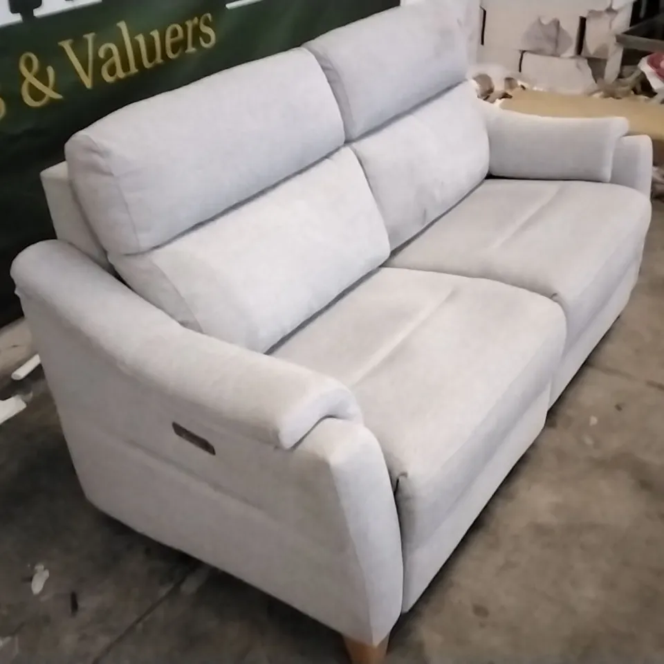 QUALITY BRITISH DESIGNED & MANUFACTURED G PLAN LIGHT GREY FABRIC ELECTRIC RECLINING 2 SEATER SOFA