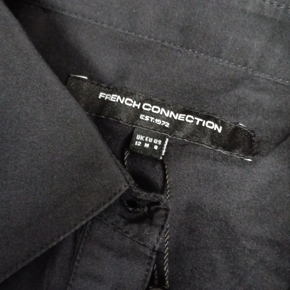 FRENCH CONNECTION ERA POPLIN TWIST KNOT SHIRT – BLACK, UK 12