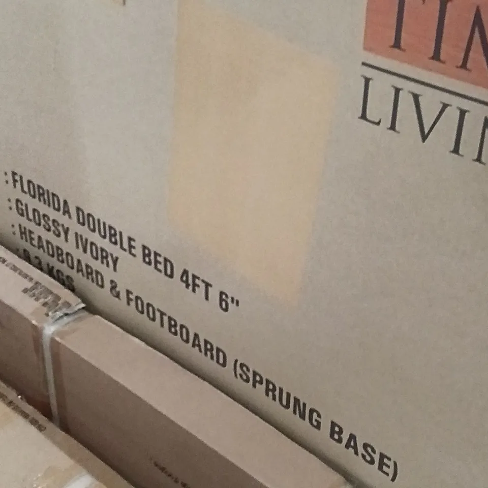 BOXED TIME LIVING FLORIDA DOUBLE BED 4FT 6 - GLOSS IVORY (3 BOXES) 