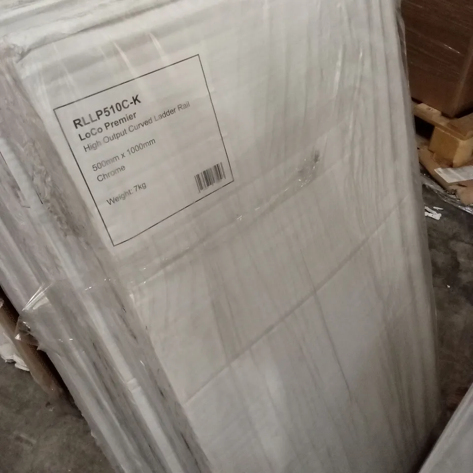 BOXED LOCO PREMIER HIGH OUTPUT CURVED LADDER TOWEL RADIATOR, CHROME - 500 x 1000mm