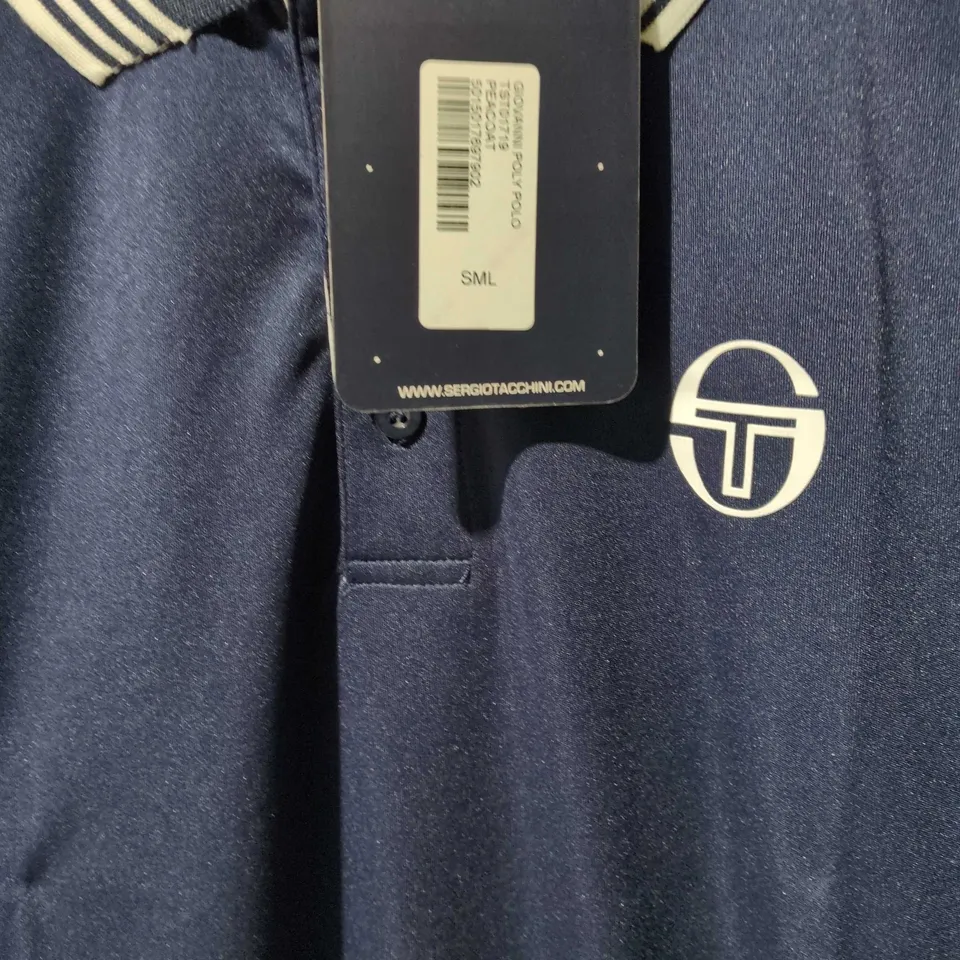 SERGIO TACCHINI POLO SHIRT – NAVY, SIZE SMALL (SML) – LOGO