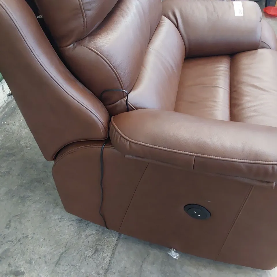 QUALITY BRITISH DESIGNER G PLAN GREENWICH POWER RECLINING SNUGGLER CHAIR CAPRI OAK LEATHER 