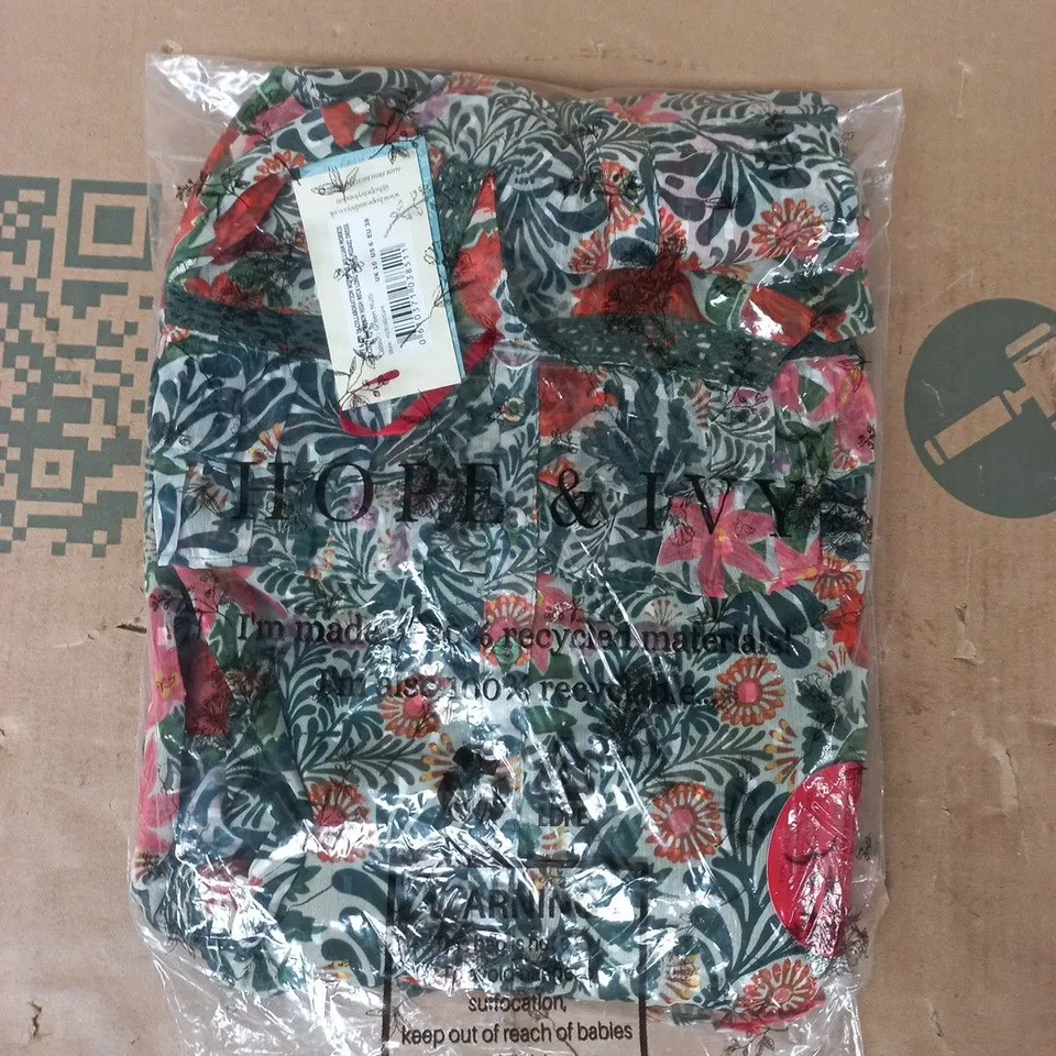 BAGGED HOPE & IVY HIGH NECK LONG SLEEVE MIDAXI DRESS IN GREEN/MULTI SIZE UK 10