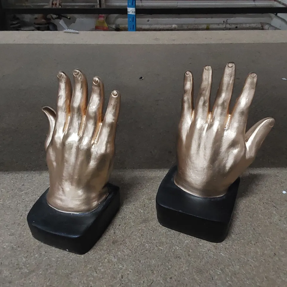 BOXED OPEN PALM READING HANDS BOOKENDS 
