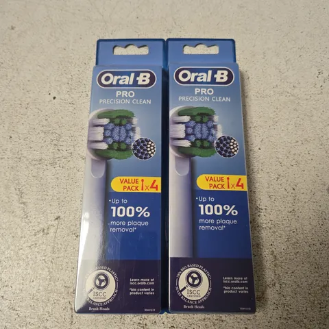 2 X ORAL-B PRO PRECISION CLEAN TOOTHBRUSH HEADS - 4 PACK 
