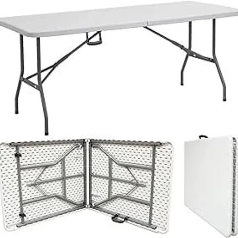 BOXED CRYSTALS DENNY SHOP 6FT CAMPING CATERING HEAVY DUTY FOLDING TRESTLE TABLE - WHITE