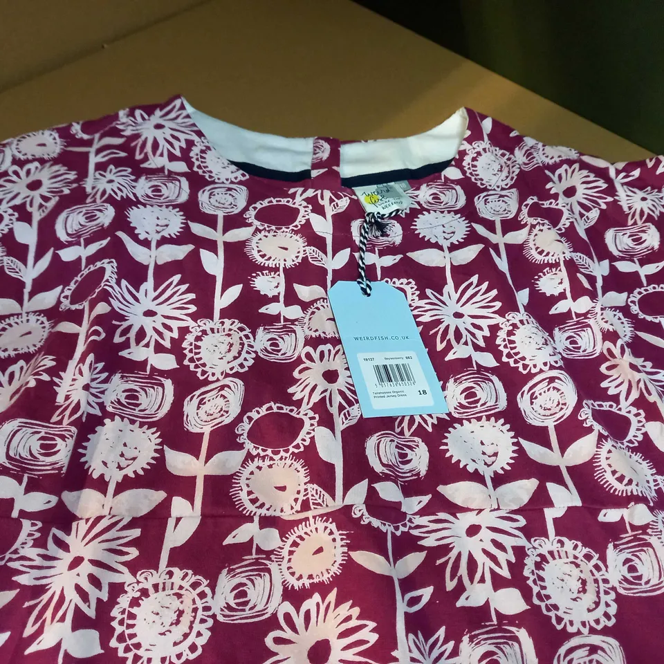WEIRD FISH PURPLE PRINTED JERSEY DRESS - SIZE 18