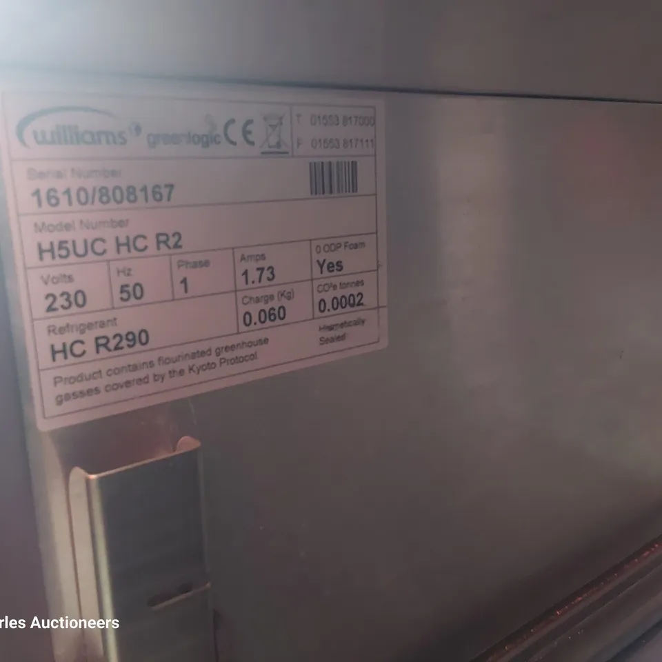WILLIAMS UNDERCOUNTER FRIDGE H5UC HC R2L