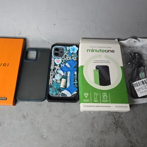 APPROXIMATELY 15 ASSORTED ITEMS TO INCLUDE - MINUTE ONE , PHONE CASES ETC