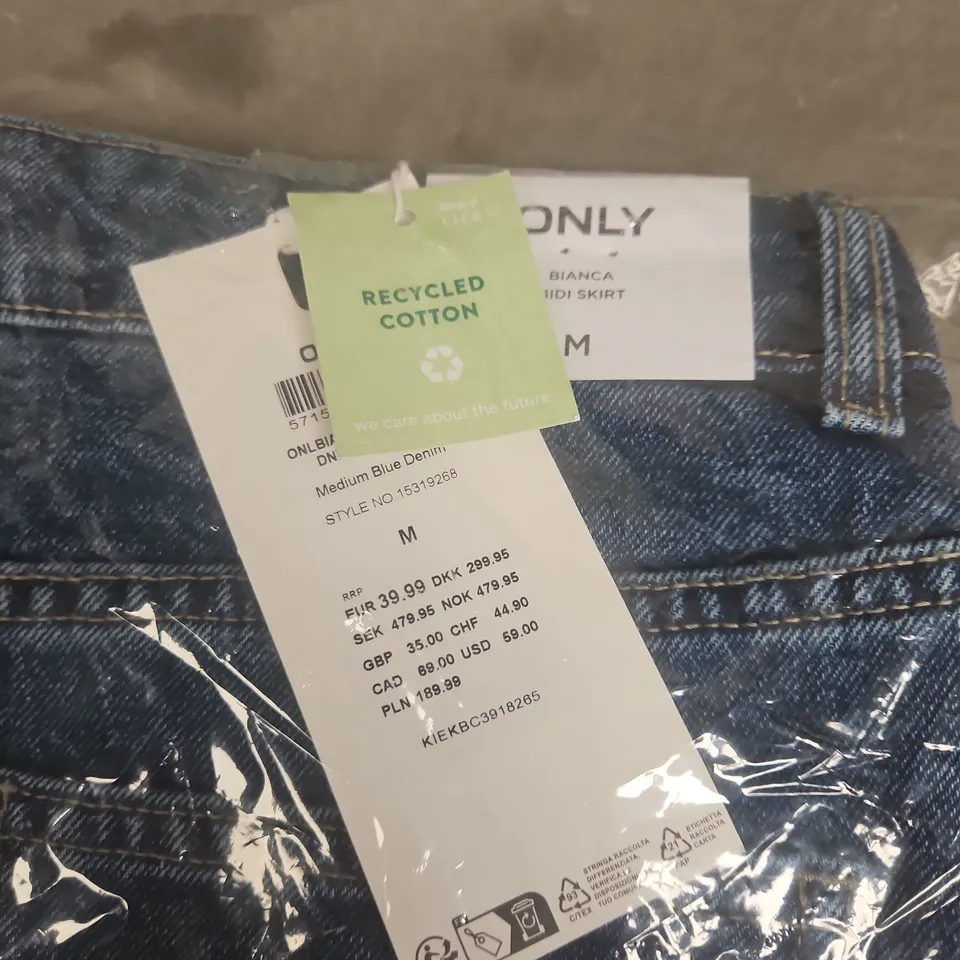 ONLY BIANCE MIDI SKIRT BLUE DENIM SIZE M