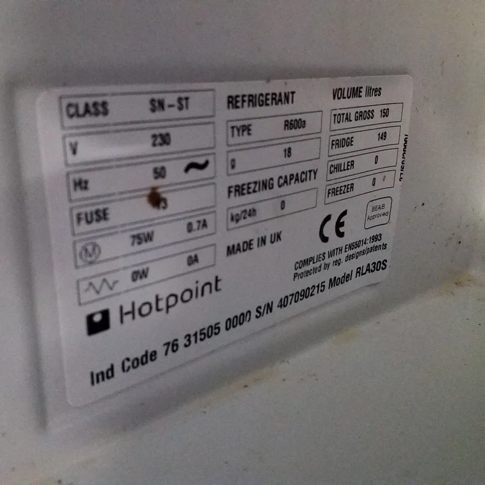 HOTPOINT RLA30 FUTURE UNDER COUNTER FRIDGE