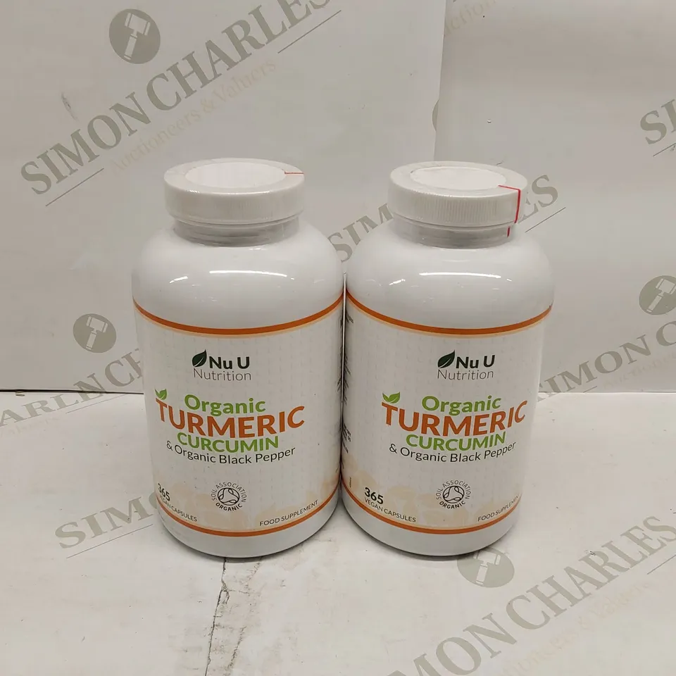 BOX OF 2X BRAND NEW NU U NUTRITION ORGANIC TUMERIC, CUMIN & ORGANIC BLACK PEPPER CAPSULES (365 CAPSULES EACH)