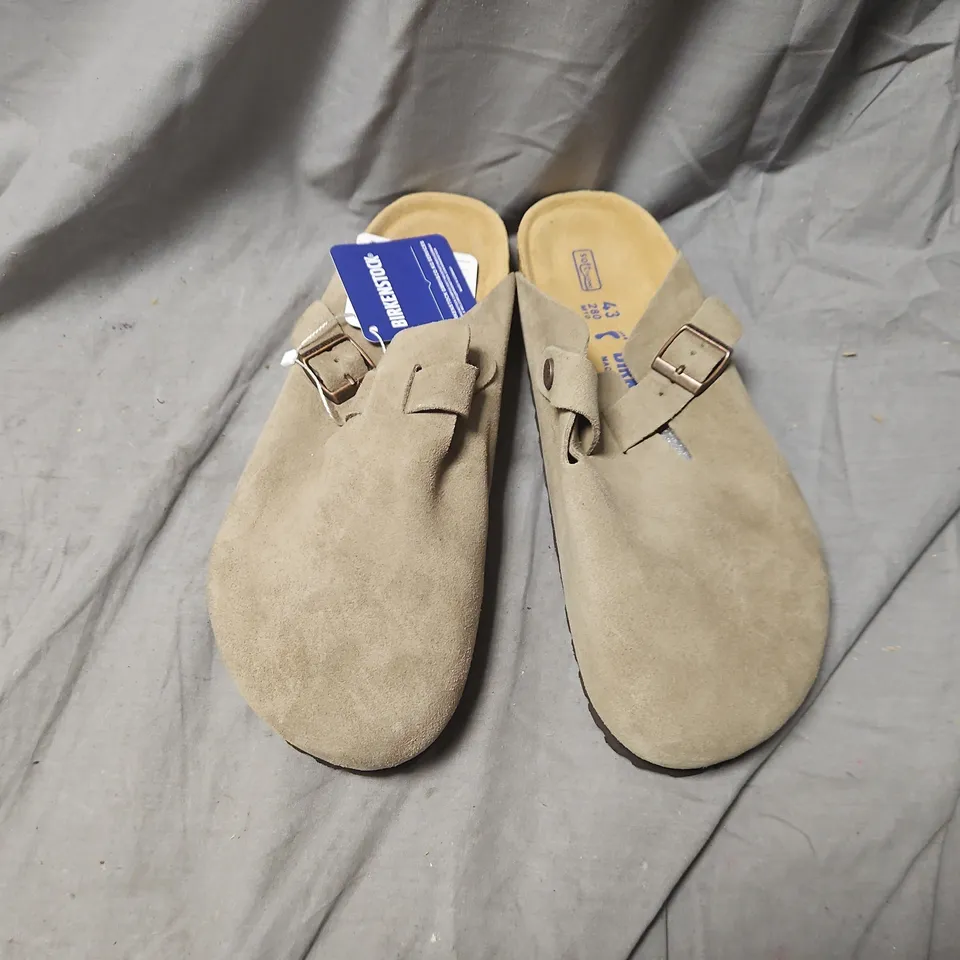 BIRKENSTOCK BOSTON BS TAUPE SUEDE SLIP-ON CLOG – UK 9 (EU 43)