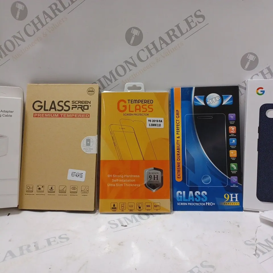 BOX OF APPROX 15 ASSORTED ITEMS TO INCLUDE - GOOGLE PIXEL 3 XL CASE - TEMPERED GLASS SCREEN PROTECTOR - GLASS SCREEN PRO ECT