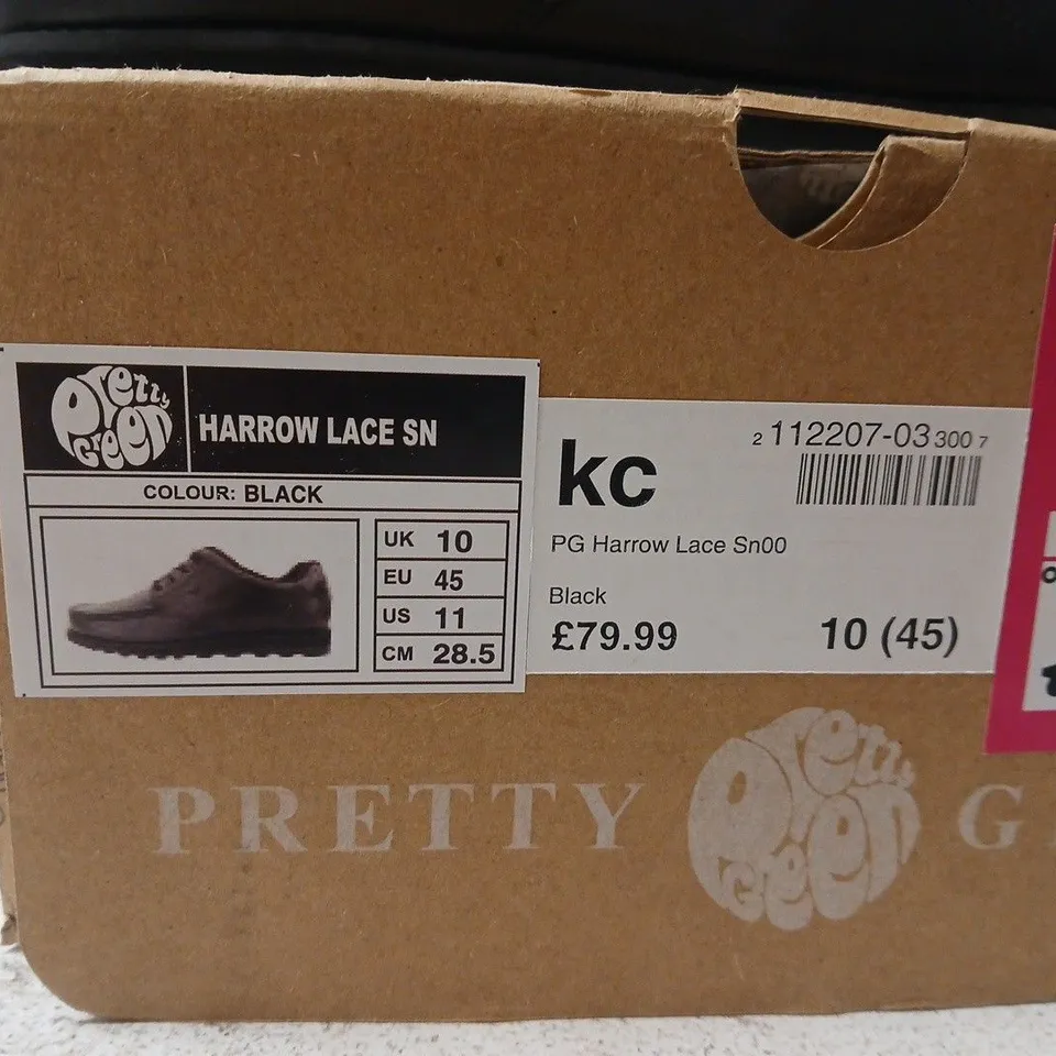 BOXED PAIR OF PRETTY GREEN HARROW LACE BLACK LEATHER SHOES – UK 10