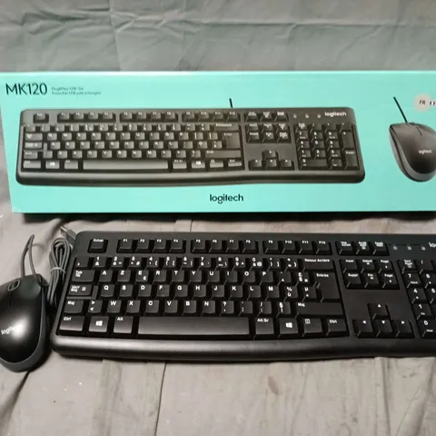 BOXED LOGITECH MK120 WIRED KEYBOARD & MOUSE SET (FRENCH KEYBOARD LAYOUT) 