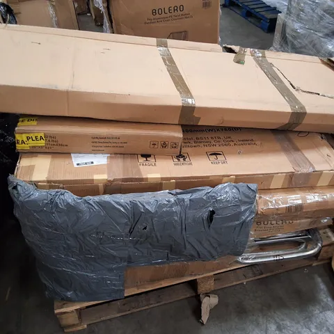 PALLET CONTAINING ASSORTED NISBITS PRODUCTS & PARTS INCLUDING SHELVING UNIT & FLAT BASE BARRIER POSTS