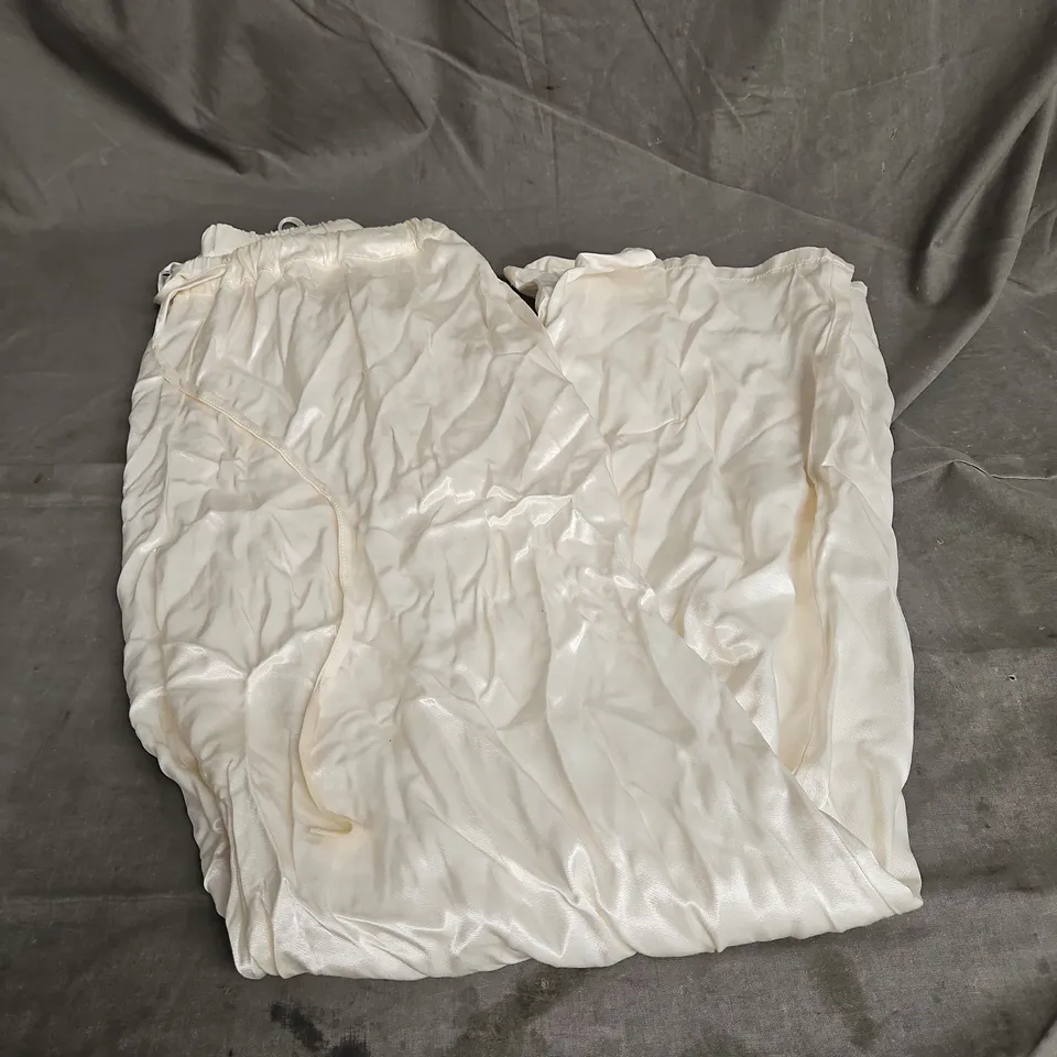 GHOST DRAWSTRING SATIN TROUSERS IN IVORY SIZE S