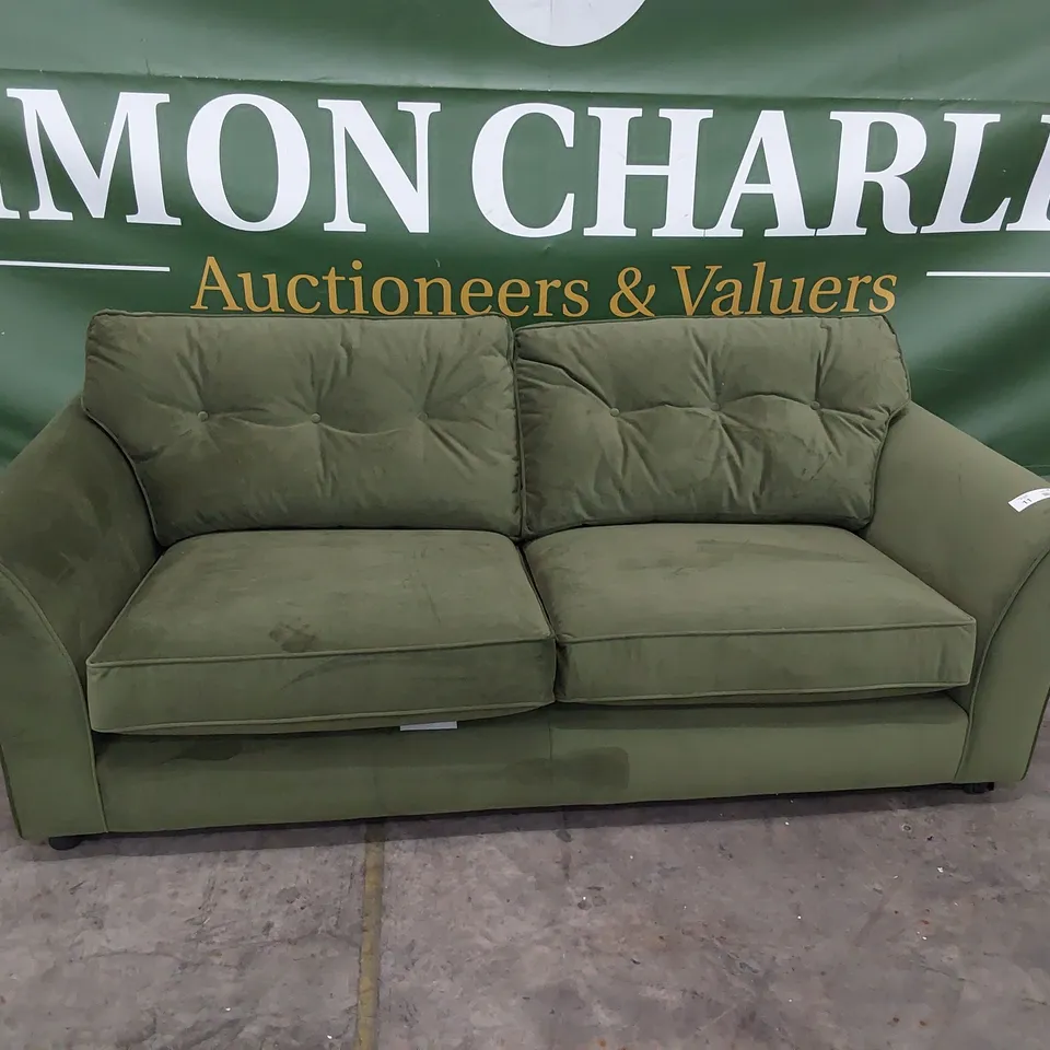 QUALITY BRITISH MADE LOUNGE Co FOUR SEATER SOFA PLUSH GREEN FABRIC