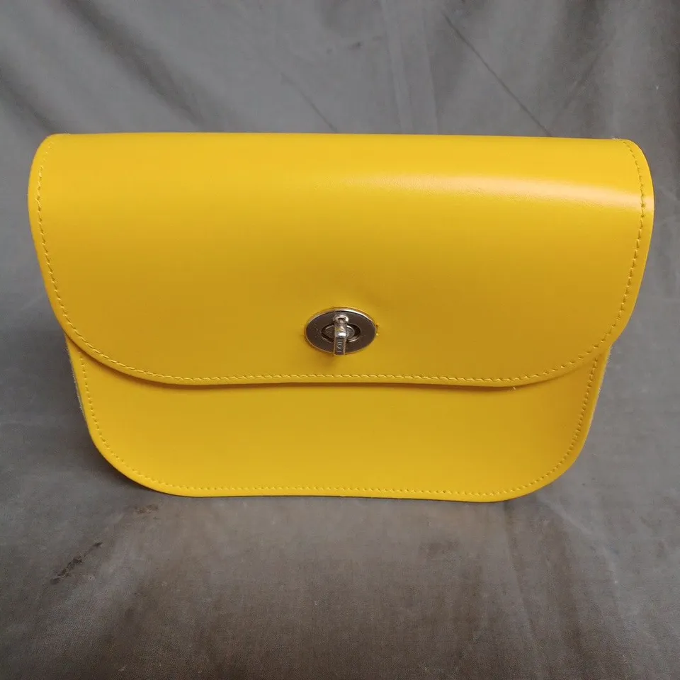 VILLAGE LEATHERS MADE IN LONDON YELLOW LEATHER CLUTCH BAG