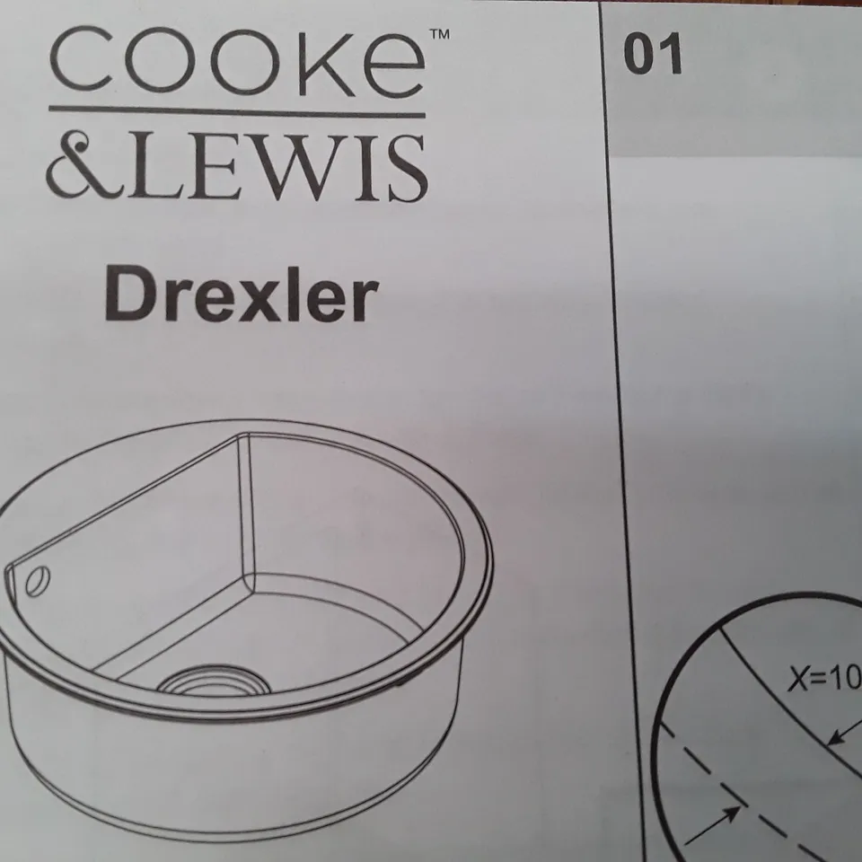 BOXED COOKE&LEWIS DREXLER INSET BLACK SINGLE BOWL SINK 