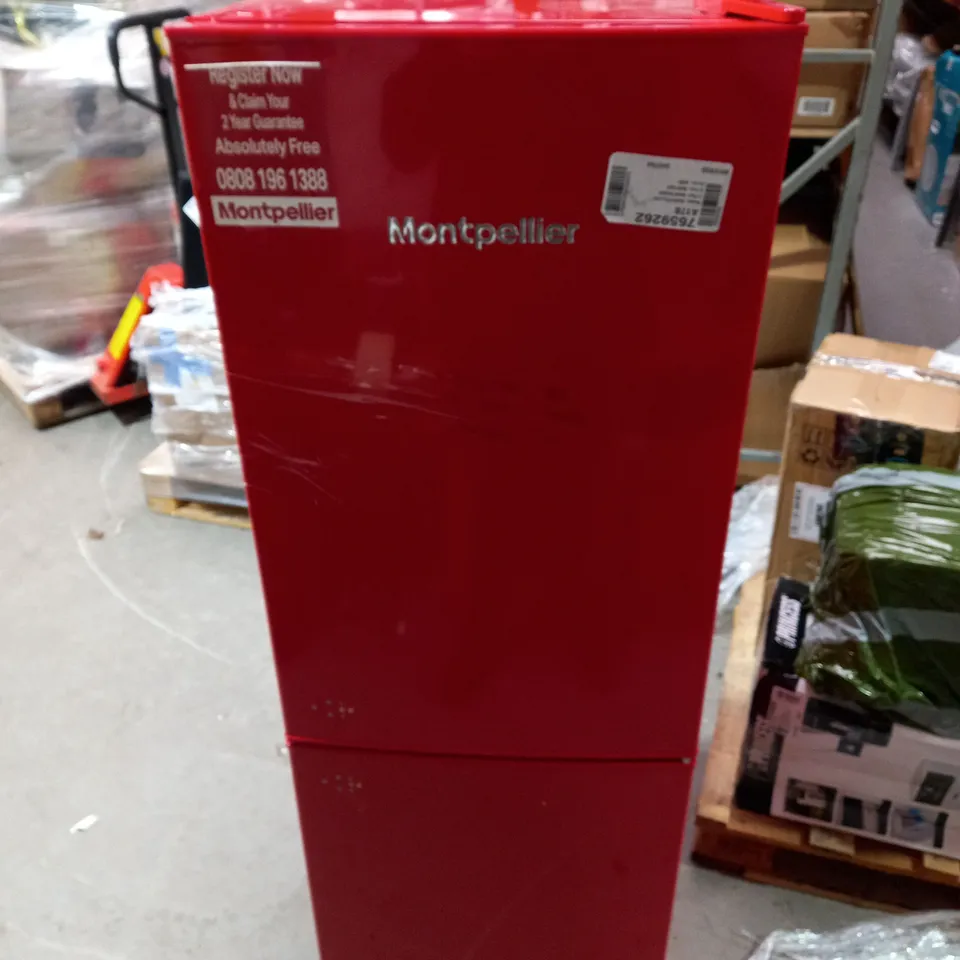 FREE STANDING MONTPELLIER FRIDGE FREEZER IN RED COLLECTION ONLY