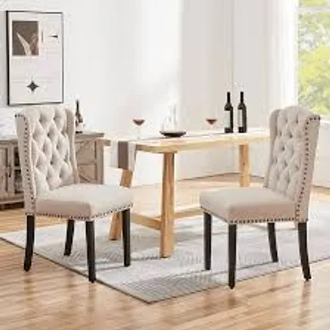 BOXED YAHEETECH UPHOLSTERED DINING CHAIRS (SET OF 2) - BEIGE (1 BOX)
