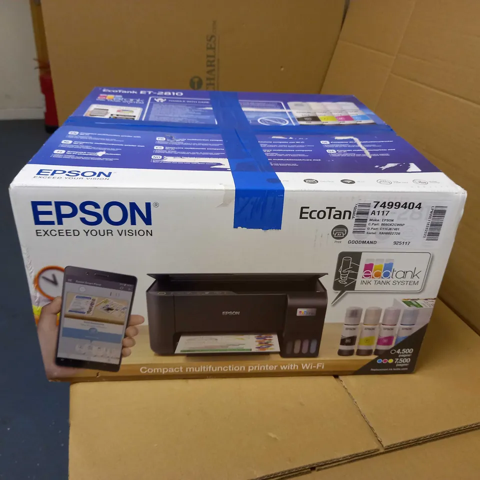EPSON ECOTANK ET-2810 PRINT/SCAN/COPY WI-FI INK TANK PRINTER