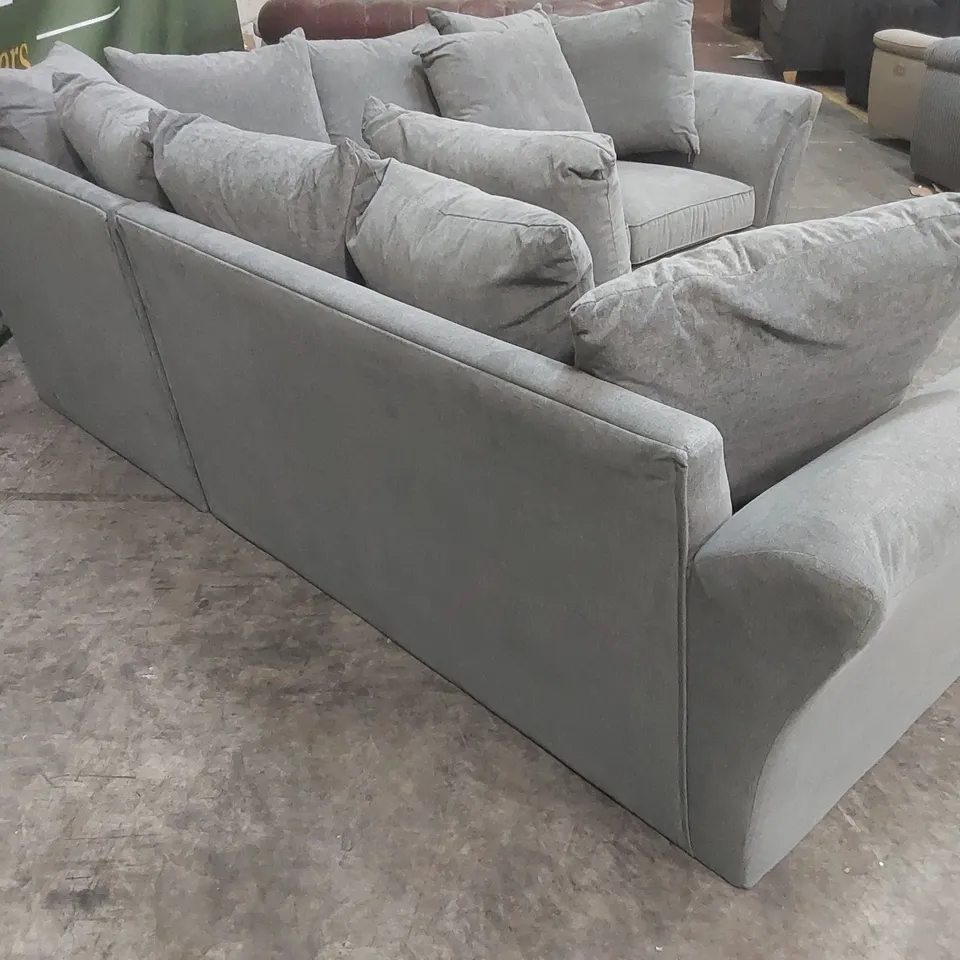 QUALITY DESIGNER DURY DARK GREY FABRIC UPHOLSTERED CORNER GROUP SOFA