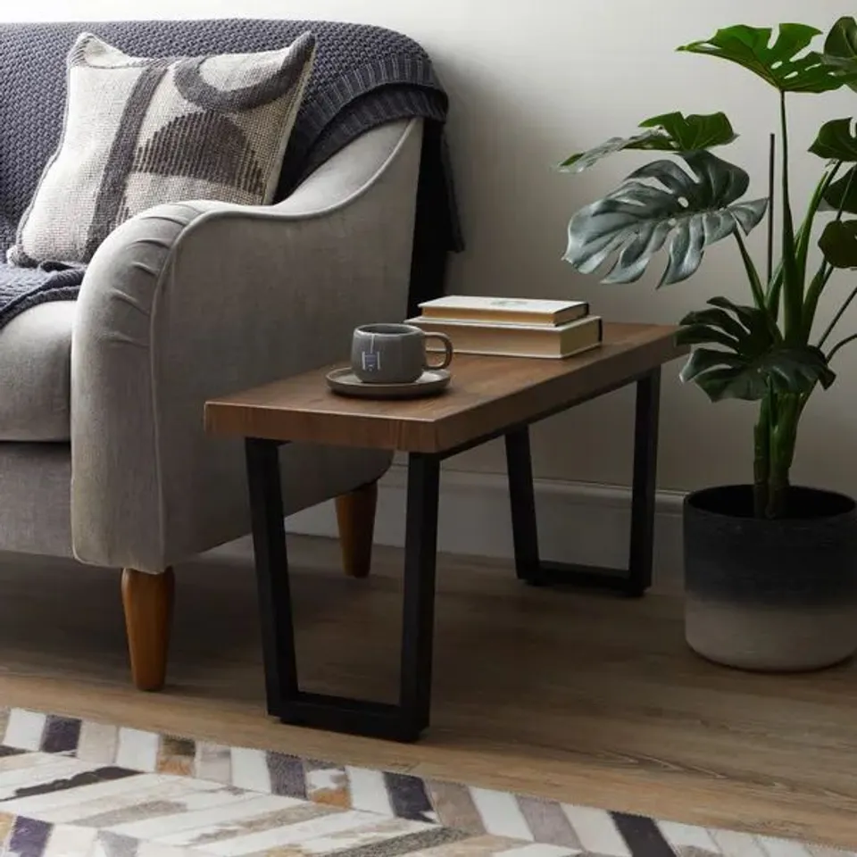 BOXED FREDDIE LONG SIDE TABLE, RUSTIC WOOD EFFECT (1 BOX)