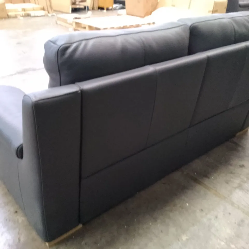 QUALITY ITALIAN DESIGNER MORENO 3 SEATER ELECTRIC RECLINER SOFA - DARK GREY LEATHER