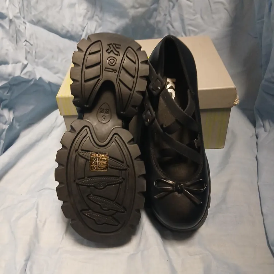 KOI MARGOT BLACK PLATFORM MARY-JANE SHOES – UK SIZE 6 (BOXED)