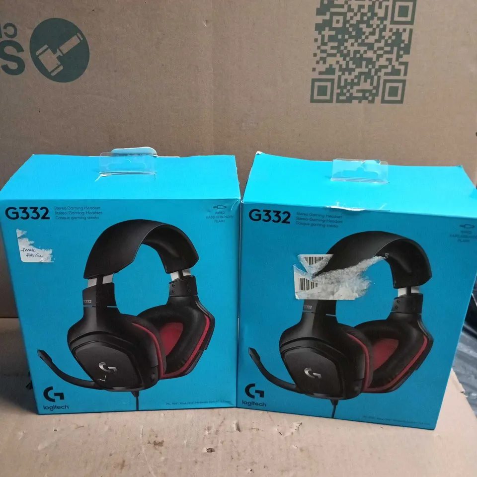 LOT OF 2 OF LOGITECH G332 STEREO GAMING HEADSETS