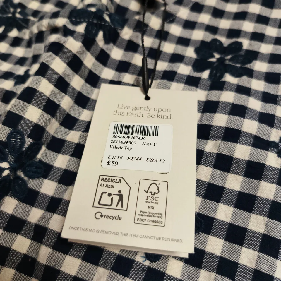 NOBODY'S CHILD VALERIE TOP – WOMEN'S GINGHAM BLOUSE, UK16