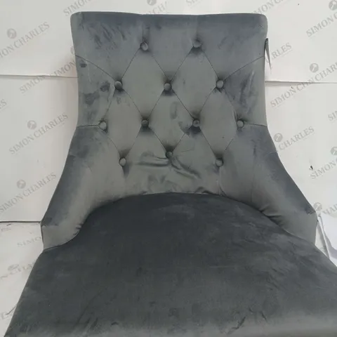 BOXED WARWICK VELVET PAIR OF STANDARD DINING CHAIRS - CHARCOAL/BLACK