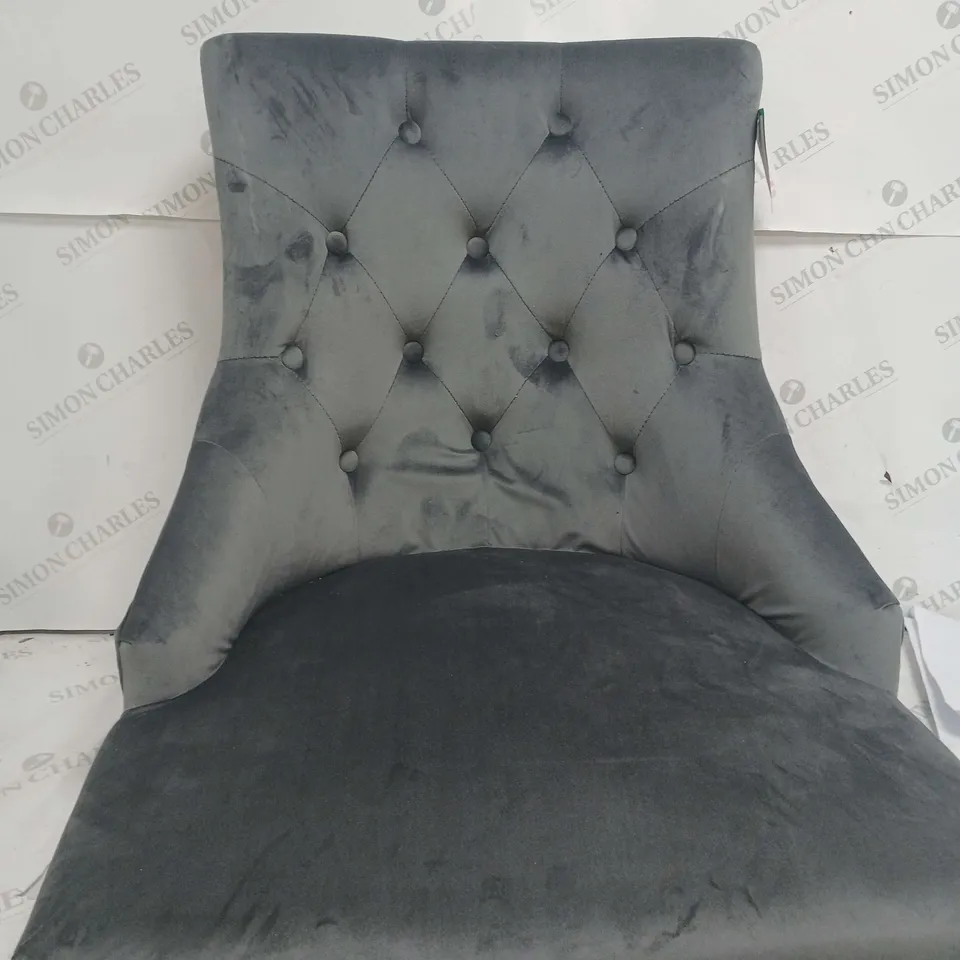 BOXED WARWICK VELVET PAIR OF STANDARD DINING CHAIRS - CHARCOAL/BLACK RRP £199