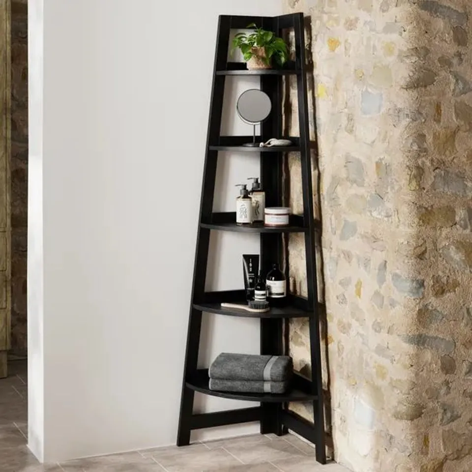 BOXED HUMPHREY CORNER LADDER SHELF - BLACK (1 BOX)