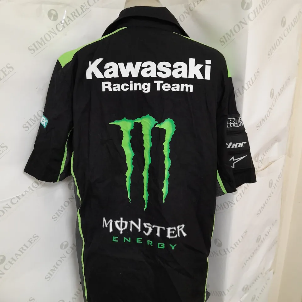 KAWASAKI RACING TEAM MONSTER ENERGY SHIRT IN GREEN AND BLACK SIZE M/L