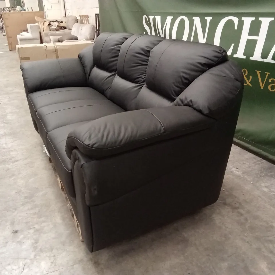 NAPLES ITALIAN LEATHER 3 SEATER SOFA - BLACK RRP £1149