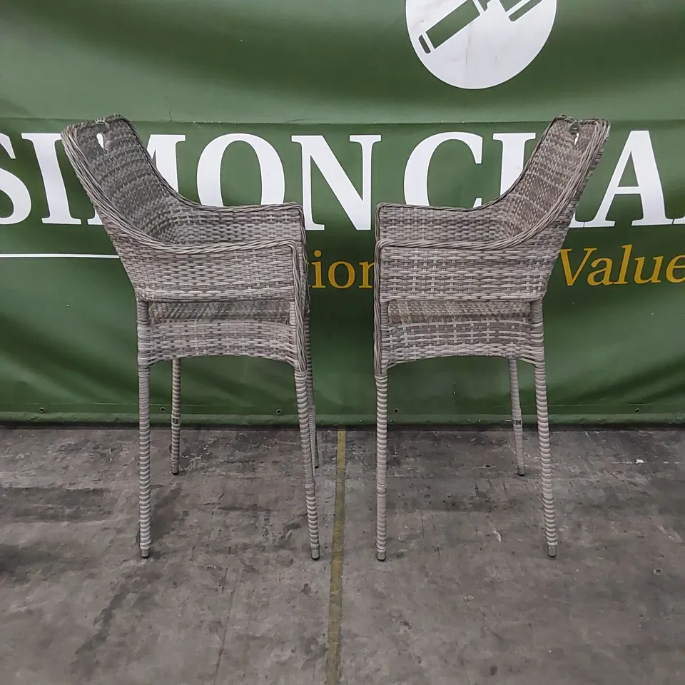 PAIR OF PORTO RATTAN PATIO BAR STOOLS IN GREY