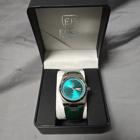 MENS ERNEST FERDINAND WATCH – DAY DATE CALENDAR DIAL – LEATHER STRAP