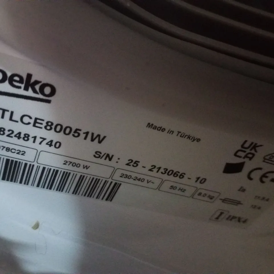BEKO DTLCE80051W 8KG CONDENSER TUMBLE DRYER WITH SENSOR PROGRAMMES