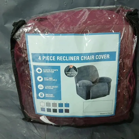 4 PIECE RECCLINER CHAIR COVER IN RED 