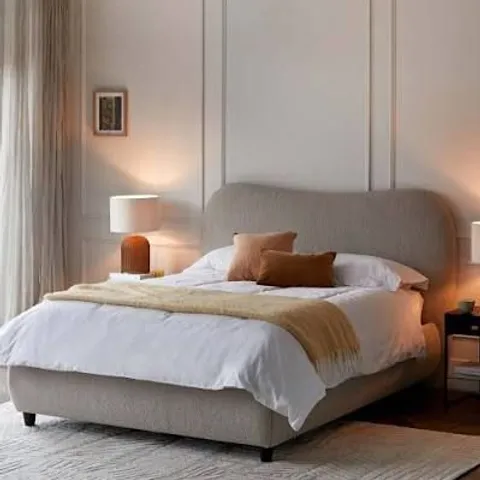 BOXED DANETTI LANI DOUBLE SIZE BED WITH STORAGE - NATURAL SOFT BOUCLE (3 BOXES)