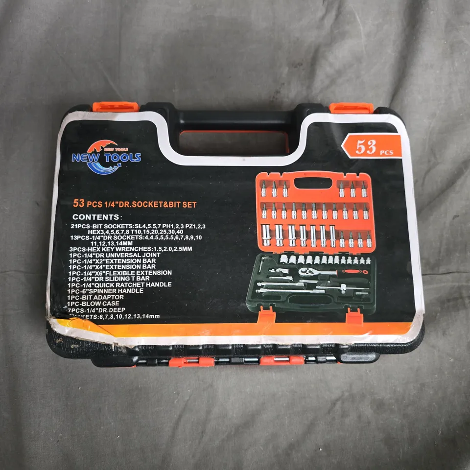 New Tools 53-Piece 1/4\" Drive Socket & Bit Set